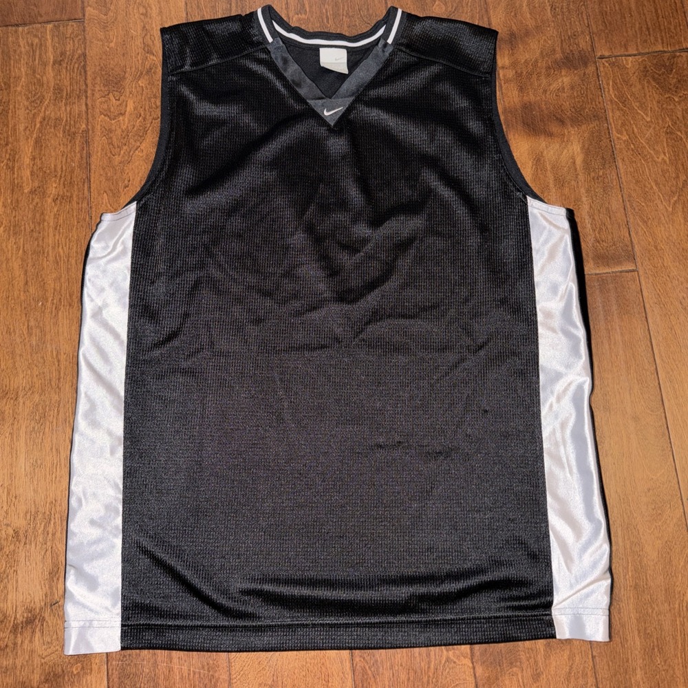 Vintage Nike Center Swoosh Basketball Jersey Mens L Tank Top Black Mesh Y2K‎ 90s